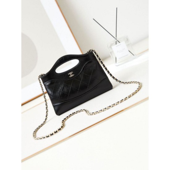 31 Mini Shopping Borsa Pochette con catena lucida AS3656 Nera Replica qualità specchio Replica Perfette 31 Mini Shopping Borsa Pochette con catena lucida AS3656 Nera imitazioni
