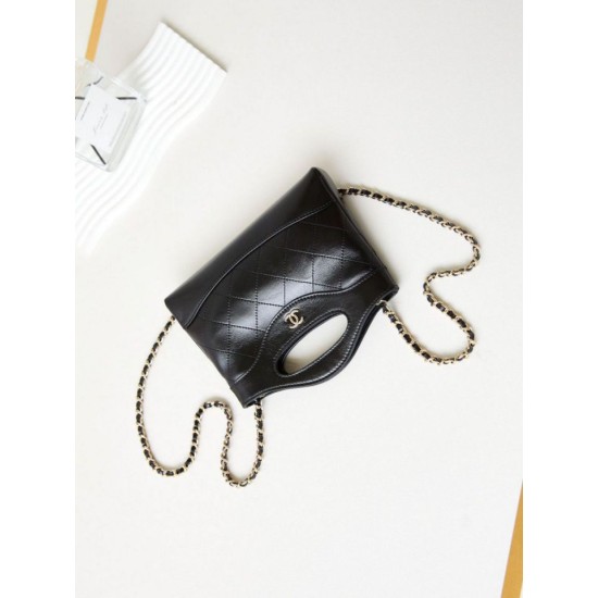 31 Mini Shopping Borsa Pochette con catena lucida AS3656 Nera Replica qualità specchio Replica Perfette 31 Mini Shopping Borsa Pochette con catena lucida AS3656 Nera imitazioni