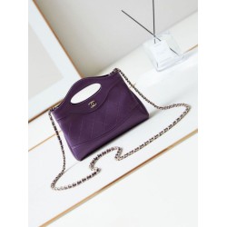 31 Mini Shopping Borsa Pochette con catena lucida AS3656 Viola