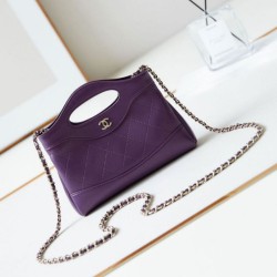 Replica Perfette 31 Mini Shopping Borsa Pochette con catena lucida AS3656 Viola imitazioni
