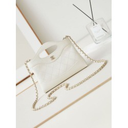 31 Mini Shopping Borsa Pochette con catena lucida AS3656 Bianca