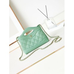 31 Mini Shopping Borse Firmate Replica Pochette con catena lucida AS3656 Verde chiaro