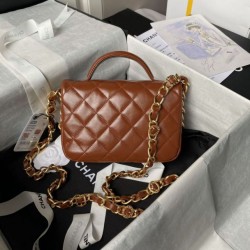 Borsa mini con patta con manico superiore AS4992 Arancione Replica qualità specchio Replica Perfette Borsa mini con patta con manico superiore AS4992 Arancione imitazioni