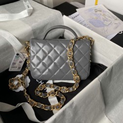 Borsa mini con patta con manico superiore AS4992 Grigio Replica qualità specchio Replica Perfette Borsa mini con patta con manico superiore AS4992 Grigio imitazioni