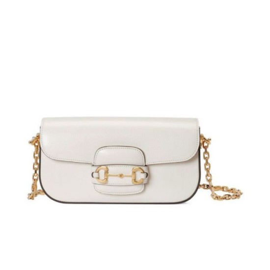 Borsa a tracolla piccola Gucci Horsebit 1955 735178 Crema