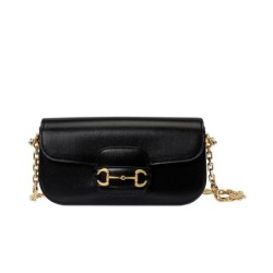 Borse Firmate Replica a tracolla piccola Gucci Horsebit 1955 735178 Nero