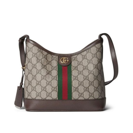 Borsa a tracolla piccola Gucci Ophidia Series GG Dark Coffee