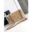 Borse Imitazioni con patta in pelle di agnello shearling AS5149 Beige