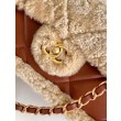 Borse Imitazioni con patta in pelle di agnello shearling AS5149 Beige
