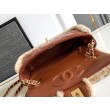 Borse Imitazioni con patta in pelle di agnello shearling AS5149 Beige