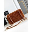 Borse Replica Alta Qualità con patta in pelle di agnello shearling AS5149 Marrone