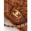 Borse Replica Alta Qualità con patta in pelle di agnello shearling AS5149 Marrone