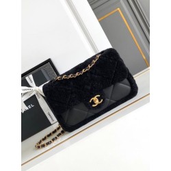 Replica Perfetta con patta in pelle di agnello shearling AS5149 Nera