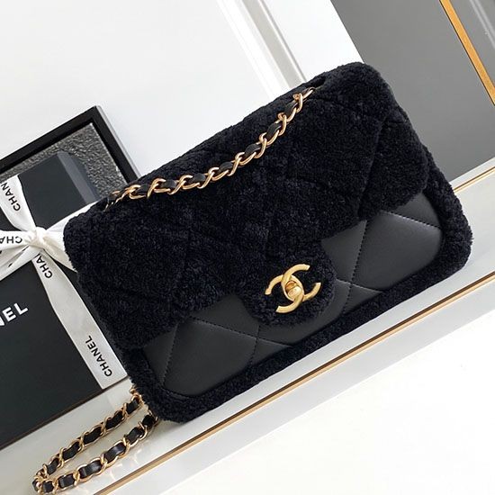 Replica Perfetta con patta in pelle di agnello shearling AS5149 Nera