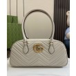 Borse Firmate Replica media con manico superiore Gucci GG Marmont 795218 Grigio chiaro