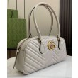 Borse Firmate Replica media con manico superiore Gucci GG Marmont 795218 Grigio chiaro