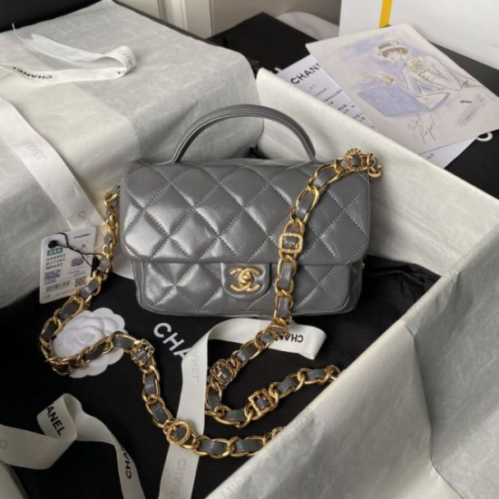Borsa mini con patta con manico superiore AS4992 Grigio