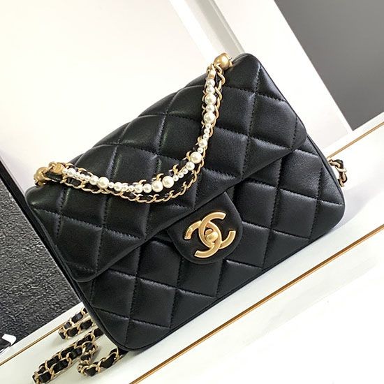 Borsa Mini con patta nera AS4384