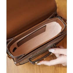 Borsa mini rotonda Gucci Horsebit 1955 760191 Caffè