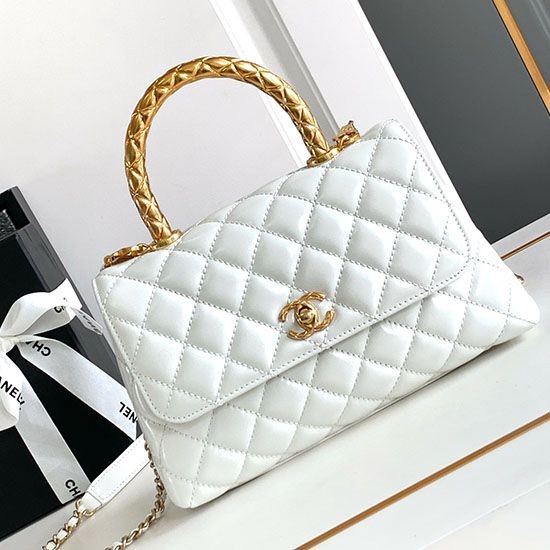 Borsa piccola con manico in cocco A92990 Bianca