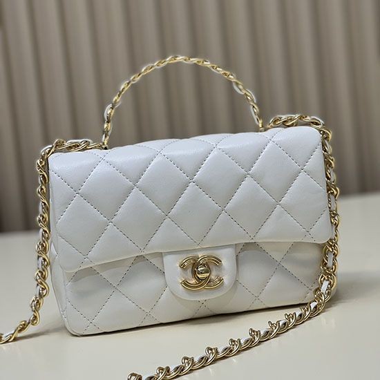 Borsa piccola con patta con manico superiore bianca AS4023