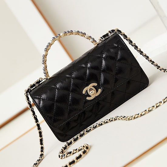 Borsa piccola con patta e manico superiore AP3803 Nero