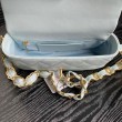 Borsa piccola con patta in pelle di agnello AS5167 Azzurro