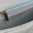 Borsa piccola con patta in pelle di agnello AS5167 Azzurro