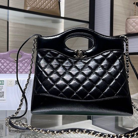 Borsa Shiny Lambskin 31 Mini Shopping AS4133 nera