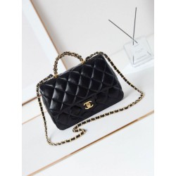 Dettagli perfetti 24B Borsa con manico a catena oro AS5043 Nero