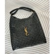 Dettagli perfetti Borsa YSL Saint Laurent Oxalis in rafia macramè nera