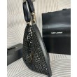 Dettagli perfetti Borsa YSL Saint Laurent Oxalis in rafia macramè nera