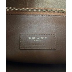 Dettagli perfetti YSL Saint Laurent Le 5 A 7 Supple Small In Pelle Scamosciata Caffè