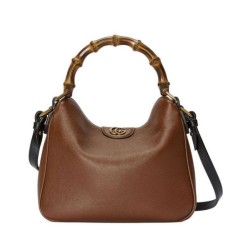 Borsa a tracolla piccola Gucci Diana in bambù Caffè