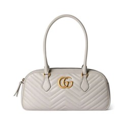 Borse Firmate Replica media con manico superiore Gucci GG Marmont 795218 Grigio chiaro