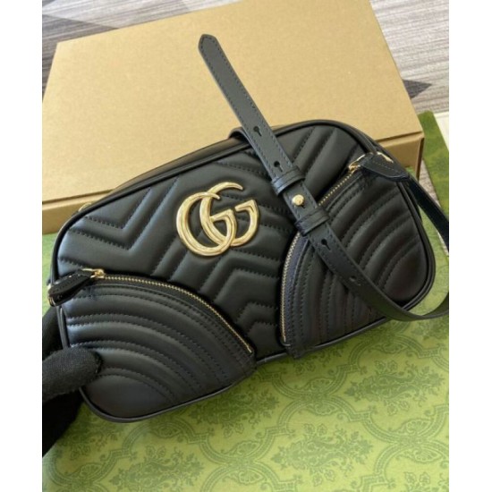 Borsa a tracolla Gucci GG Marmont piccola 798715 Nero Replica qualità specchio Replica Perfette Borsa a tracolla Gucci GG Marmont piccola 798715 Nero imitazioni