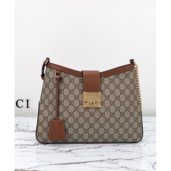 Replica Perfette Borsa a tracolla Gucci Padlock GG media 795113 Caffè imitazioni