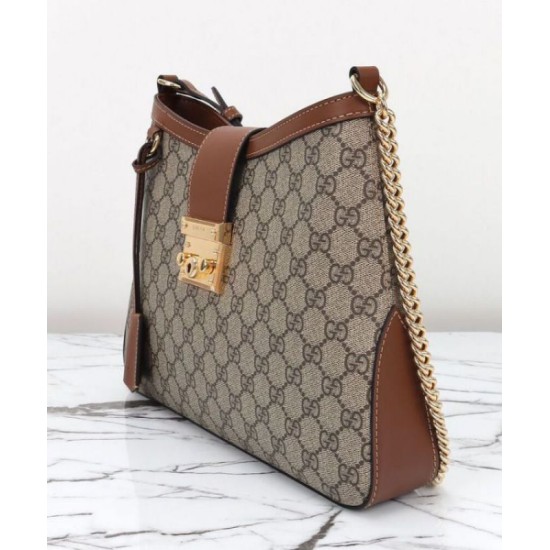 Replica Perfette Borsa a tracolla Gucci Padlock GG media 795113 Caffè imitazioni