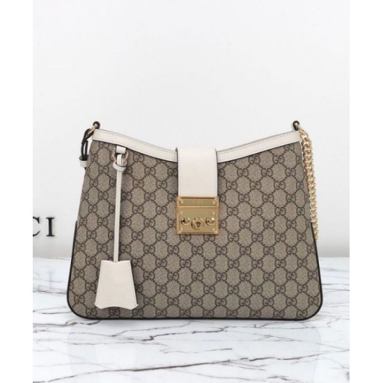 Replica Perfette Imitazioni borse griffate a tracolla Gucci Padlock GG media 795113 Crema imitazioni