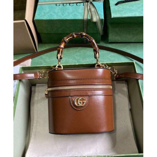Replica Perfette Gucci Mini Qualità superiore replica a tracolla in bambù 760200 Caffè imitazioni