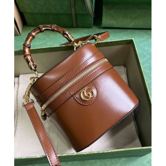 Replica Perfette Gucci Mini Qualità superiore replica a tracolla in bambù 760200 Caffè imitazioni