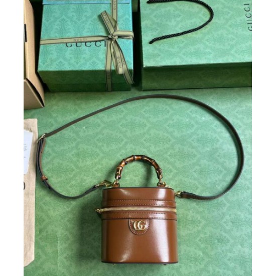Replica Perfette Gucci Mini Qualità superiore replica a tracolla in bambù 760200 Caffè imitazioni