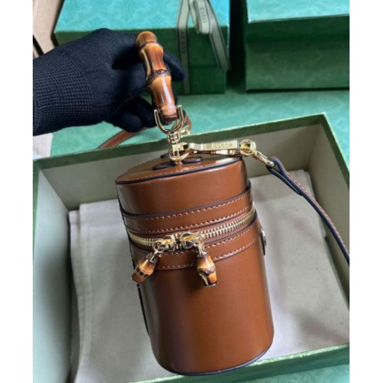 Replica Perfette Gucci Mini Qualità superiore replica a tracolla in bambù 760200 Caffè imitazioni