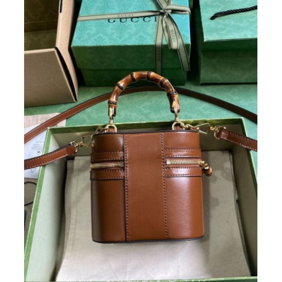 Replica Perfette Gucci Mini Qualità superiore replica a tracolla in bambù 760200 Caffè imitazioni