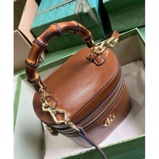 Replica Perfette Gucci Mini Qualità superiore replica a tracolla in bambù 760200 Caffè imitazioni