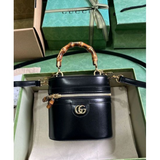 Replica Perfette Gucci Mini Borsa a tracolla in bambù 760200 Nero imitazioni