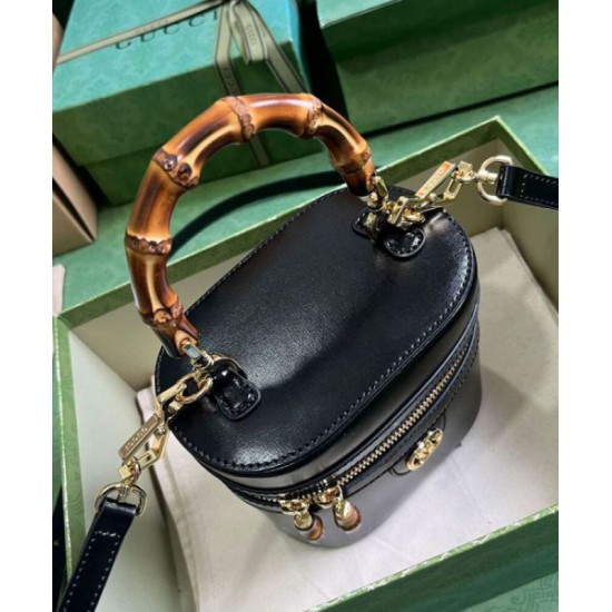 Replica Perfette Gucci Mini Borsa a tracolla in bambù 760200 Nero imitazioni