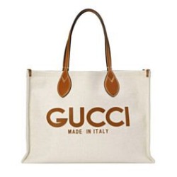 Borsa tote media Gucci con stampa Gucci 772176 Caffè