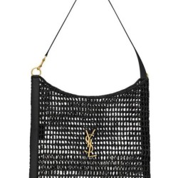 Replica Perfette Dettagli perfetti Borsa YSL Saint Laurent Oxalis in rafia macramè nera imitazioni