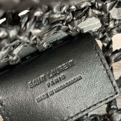 Dettagli perfetti Borsa YSL Saint Laurent Oxalis in rafia macramè nera Replica qualità specchio Replica Perfette Dettagli perfetti Borsa YSL Saint Laurent Oxalis in rafia macramè nera imitazioni